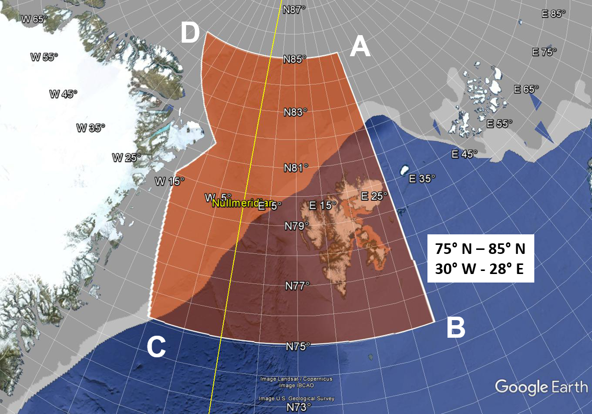 Map of the measurement area of ACLOUD