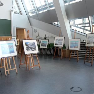 Easels in a high room