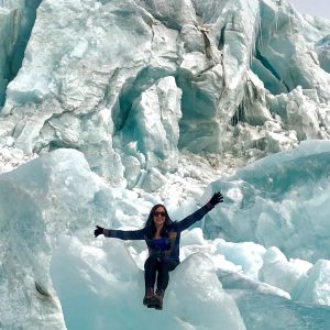 Portrait of Linette Boisvert sitting on a glacier
