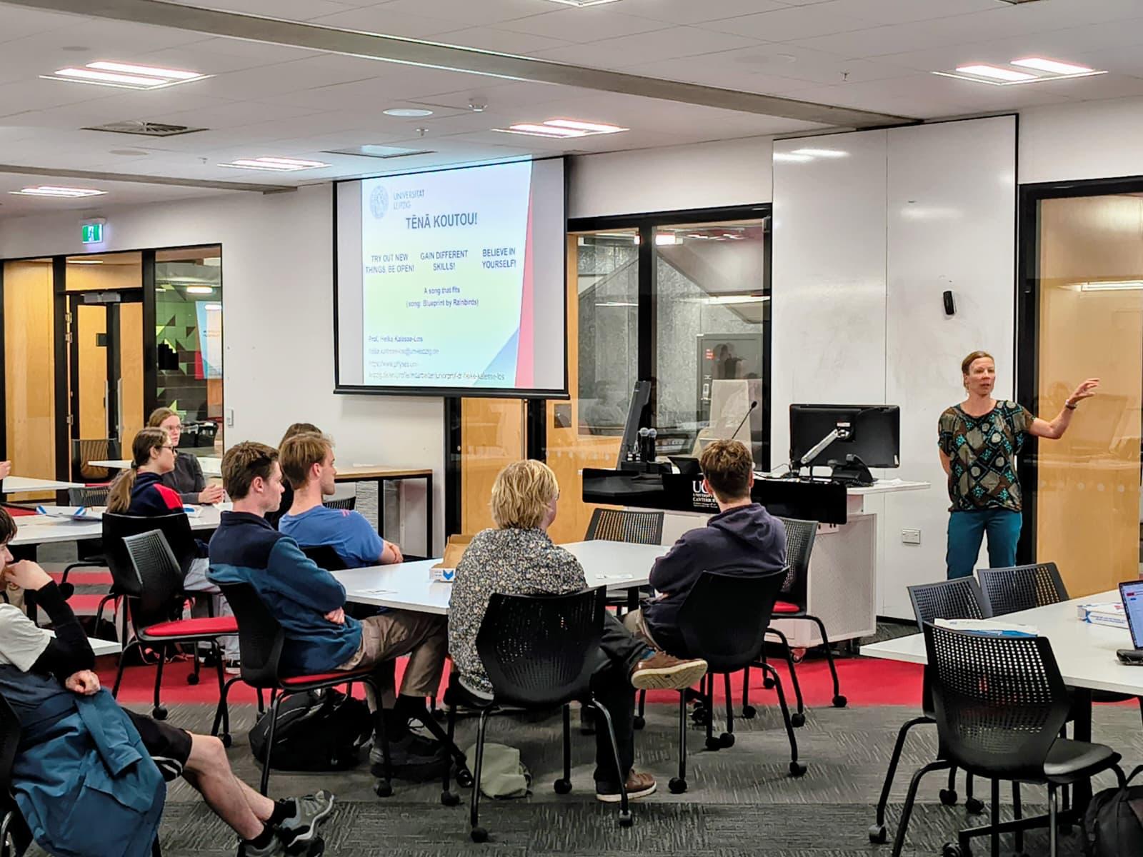 Researcher giving a talk