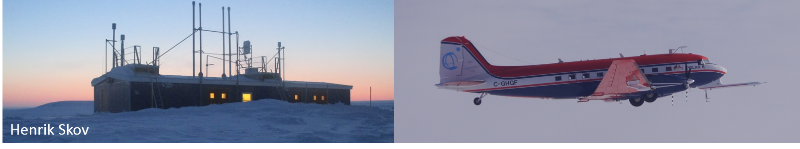 Research station in the Arctic and Polar 5 aircraft